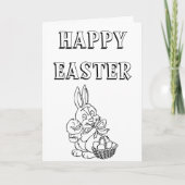 Jolie carte de Pâques de coloriage de lapin chic (Devant)