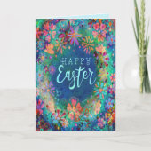 Jolie carte de Pâques florale bleue Inspirivity Jo (Devant)