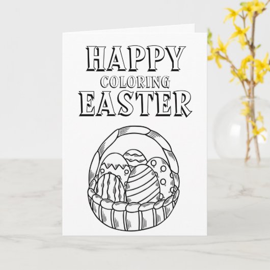 Jolie carte de Pâques heureuse à colorier (Fleur jaune)