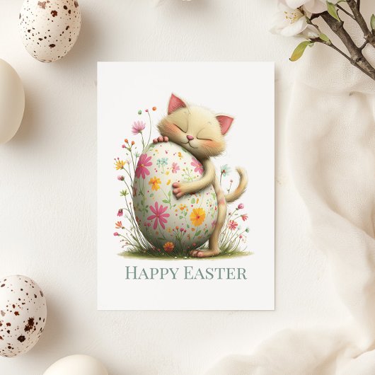 Jolie carte de Pâques plate à chat