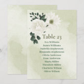 Jolie carte de plan de table avec fleurs blanches (Devant / Derrière)
