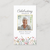 Jolie carte de prière funéraire Fleur sauvage (Devant)