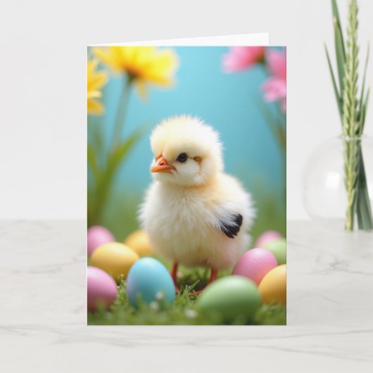 Jolie Carte de Printemps de Petit Poussin (Devant)