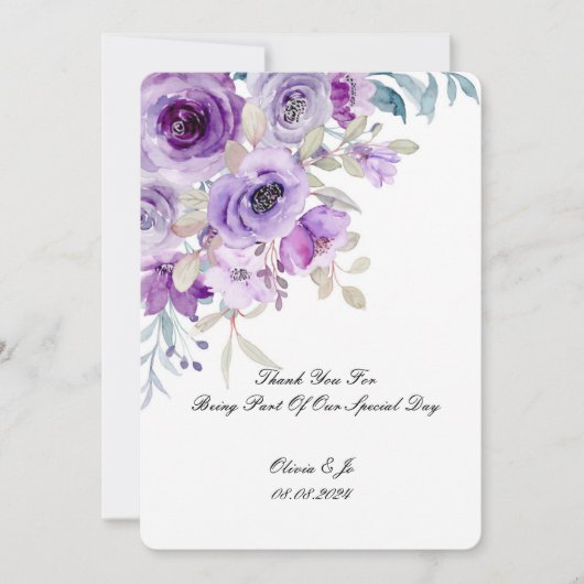 jolie carte de remerciements violet lilas (Devant)