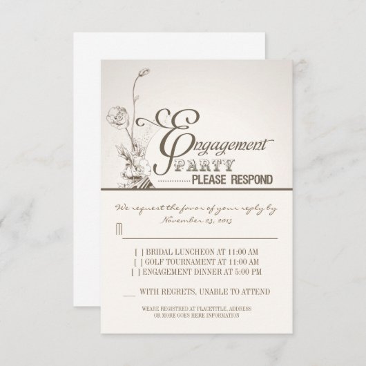 jolie carte de réponse de mariage (Devant / Derrière)