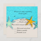 Jolie carte de réponse de plage d'été Starfish (Devant / Derrière)