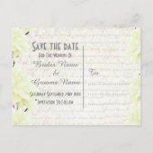 Jolie carte de sauvegarde florale jaune pâle pour  (Dos)