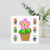 Jolie carte de vacances de fleurs en pot Rosy Posy (Debout devant)