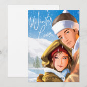 Jolie carte de vacances d'hiver de l'amour à l'aqu (Devant / Derrière)