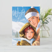 Jolie carte de vacances d'hiver de l'amour à l'aqu (Debout devant)