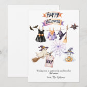 Jolie carte de vacances Halloween avec sorcière de (Devant / Derrière)