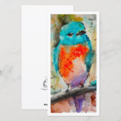 Jolie carte de vacances Oiseau Bleu Plat (Devant / Derrière)