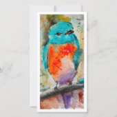 Jolie carte de vacances Oiseau Bleu Plat (Devant)