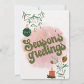 Jolie carte de vacances plate rose pour la famille (Devant)