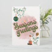 Jolie carte de vacances plate rose pour la famille (Debout devant)