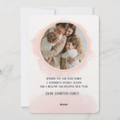 Jolie carte de vacances plate rose pour la famille (Dos)