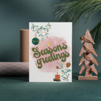 Jolie carte de vacances plate rose pour la famille