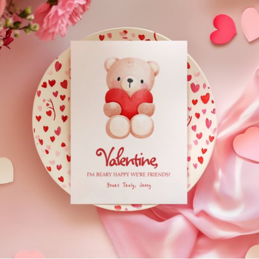 Jolie carte de vœux Beary Joyeuse Saint-Valentin