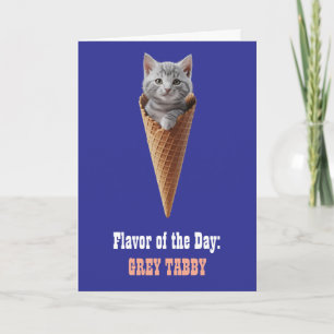 Jolie carte de vœux cône tabby gris