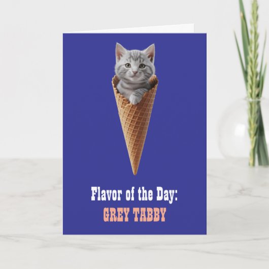 Jolie carte de vœux cône tabby gris (Devant)