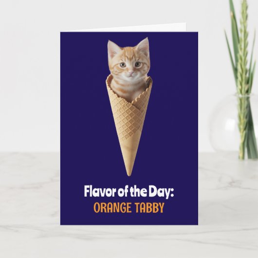Jolie carte de vœux cône tabby orange (Devant)