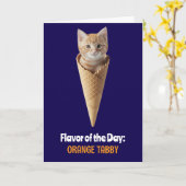 Jolie carte de vœux cône tabby orange (Fleur jaune)