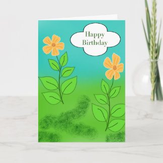 Jolie carte de vœux d'anniversaire avec fleurs