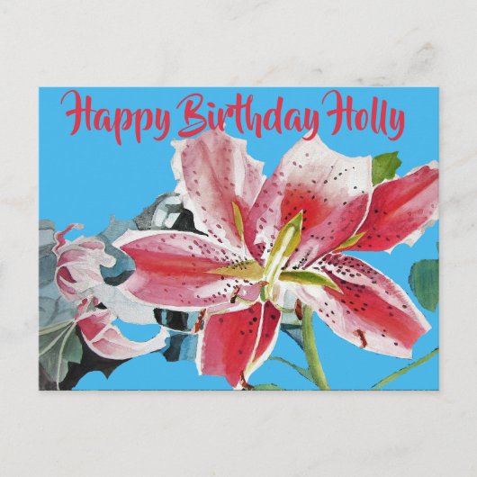 Jolie carte de vœux d'anniversaire florale Lilium  (Devant)