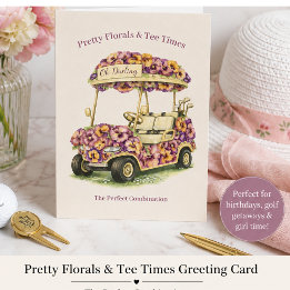 Jolie carte de vœux de golf sur le thème des fleur