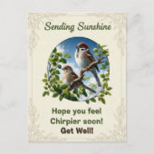 Jolie carte de vœux de rétablissement pour pinsons (Devant)