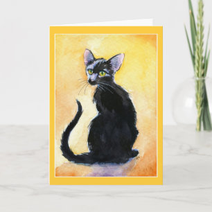 Jolie carte de voeux en chaton noir ou en chaton