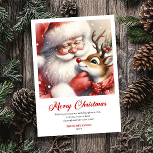 Jolie carte de vœux festive de Noël avec Santa et