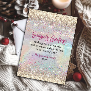 Jolie carte de vœux irisée dorée pour Noël et Nouv