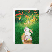 Jolie carte de vœux plate de lapin de Pâques (Devant/Arrière en situation)