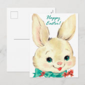 Jolie carte de vœux rétro de vacances de lapin de (Devant / Derrière)