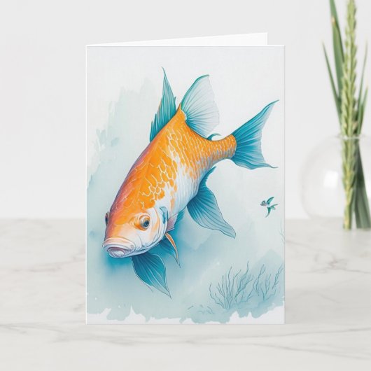 Jolie carte de voeux vierge de poisson rouge nagea (Devant)