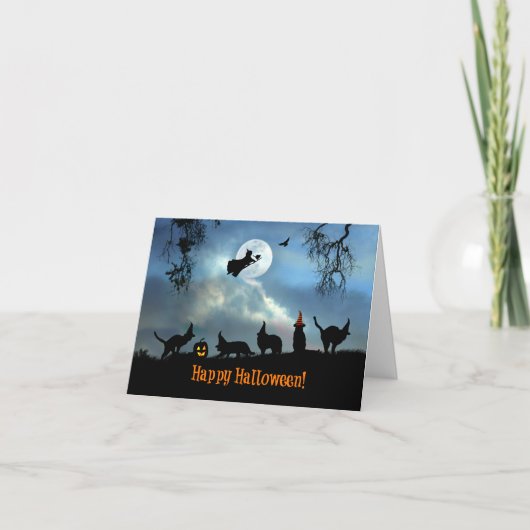 Jolie carte d'Halloween Chat Noir (Devant)