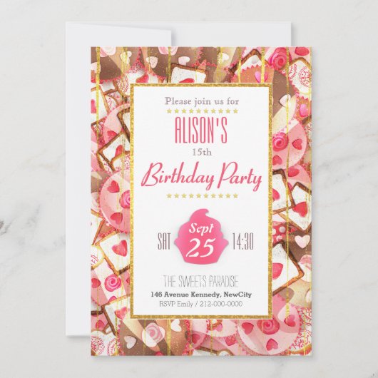 Jolie carte d'invitation de Fête Anniversaire (Devant)