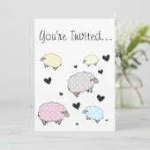 Jolie carte d'invitation de moutons (Debout devant)