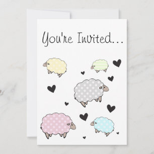 Jolie carte d'invitation de moutons