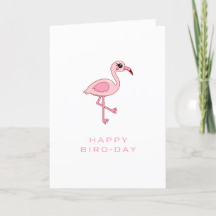 Jolie carte d'oiseaux pour Flamant rose rose