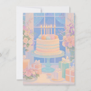 Jolie carte florale d'anniversaire plat