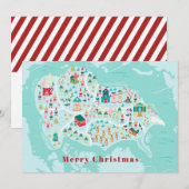 Jolie carte illustrée du village du Pôle Nord pour (Devant / Derrière)