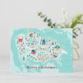 Jolie carte illustrée du village du Pôle Nord pour (Debout devant)