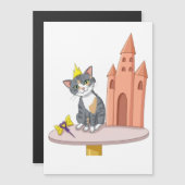 Jolie carte magnétique de princesse chat avec chât (Devant / Derrière)