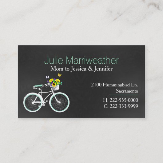 Jolie carte mère verte à bicyclette personnalisée (Devant)