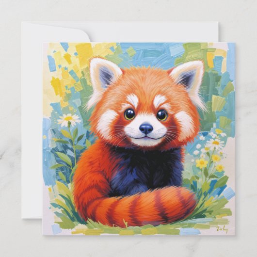 Jolie carte Panda Rouge. (Devant)
