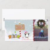 Jolie carte photo de manchot de Noël (Devant / Derrière)
