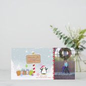 Jolie carte photo de manchot de Noël (Debout devant)