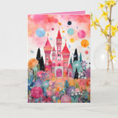 Jolie carte pliée Château Magique de Princesse Ros (Fleur jaune)